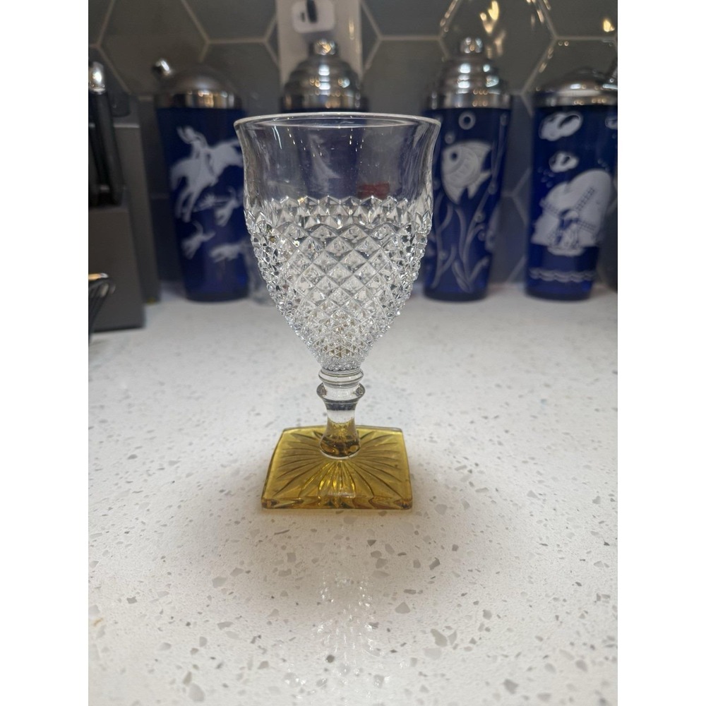 Westmoreland English Hobnail Gold Footed 6" Water Goblet Depression Glass